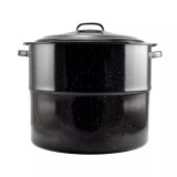 Oala emailata cu capac, 45 cm, 31,5 litri, culoare neagra Handy KitchenServ