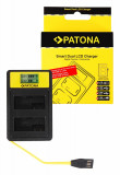 PATONA | Incarcator smart DUAL USB -A / USB -C / Micro USB tip Canon LP-E8, Dedicat