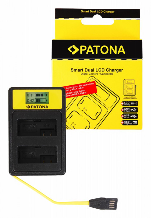 PATONA | Incarcator smart DUAL USB -A / USB -C / Micro USB tip Canon LP-E8