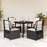 vidaXL Set mobilier de grădină cu perne, 5 piese, negru, poliratan 3262965