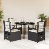 Set mobilier de gradina cu perne, 5 piese, negru, poliratan GartenMobel Dekor, vidaXL