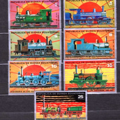 GUINEA ECUATORIALA 1972 - LOCOMOTIVE, SERIE STAMPILATA, M11