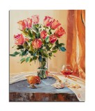 Cumpara ieftin Tablou pictat manual, Trandafirii mei, stilizat - 60x50cm ulei pe panza in cutit efect 3D