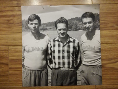 Foto mare, 25 x25 cm, Aurel Vernescu &amp;amp; antrenor, caiac canoe, foto Paul Romoșan foto