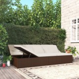 Șezlong/Canapea Rabatabilă vidaXL, Poliratan Maro, 200x121cm, cu Perne Incluse - Multifuncțional, Mobilier Gradina