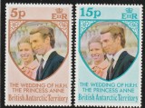 Teritoriile Antarctice Britanice (BAT) 1973 - Regalitate, serie 2 valori, dantelate, MNH,Mi. 60-61
