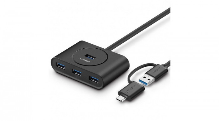 UGREEN HUB USB 3.0 + USB-C 3.1 4 porturi OTG (negru)