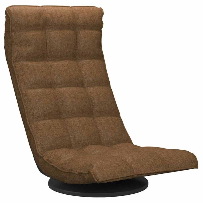 Scaun de podea pivotant, maro, material textil
