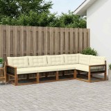 vidaXL Set de canapele de exterior cu pernă 5 pcs Natural și Crem 3381422