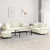 vidaXL Set de canapele cu perne, 3 piese, crem, catifea 3202288