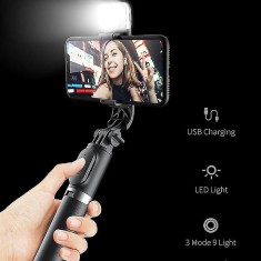 Set 3in1, Selfie Stick cu Lampa LED si Trepied, conectare Bluetooth, alimentare foto