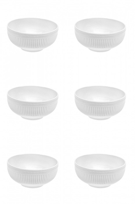 Set boluri, 6 piese, 700 ml, Portelan, Alb