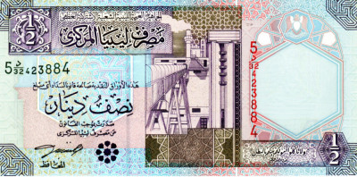 Libia, 1/2 Dinar, seria a 5-a, UNC, clasor A1, B1 foto