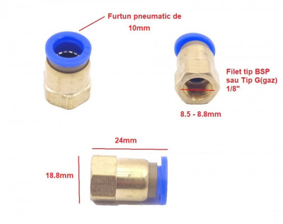 Cupla rapida aer filet 1/8&amp;quot; diametru furtun 8mm PCF10 CH068 foto