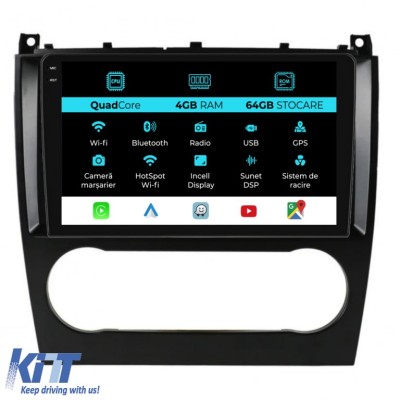 Navigatie Dedicata Mercedes C-Class W203 CLK W209 (2005 - 2009),QuadCore, 9Inch, 4Gb Ram, 64Gb Stocare, Carplay Performance AutoTuning foto