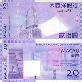 MACAU 20 patacas 2013 (BANCO NACIONAL ULTRAMARINO) UNC!!!