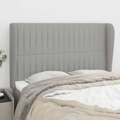 vidaXL Tăblie de pat cu aripioare gri deschis 147x23x118/128 cm textil foto