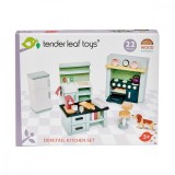 Set mobilier din lemn, bucatarie, pentru Casuta de papusi, Tender Leaf Toys, Dovetail