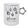 Cana Crăciun New Bone, Alb Argintiu, Capacitate 415ml, Maner &icirc;n Forma de Stea, Oem