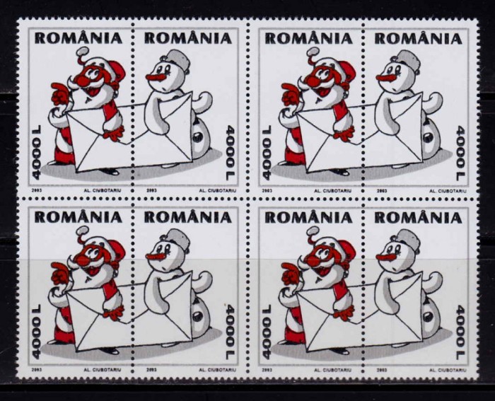 RO 2003 , LP 1622 ,&quot;Craciun 2003 - diptic &quot; , serie bloc de 4 ,MNH