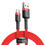 Cablu Baseus Cafule, USB la USB-C, 2m, Rosu/Negru