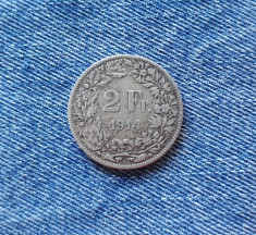 2 Francs 1914 Elvetia Switzerland franci argint foto