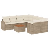 Cumpara ieftin Set canapele de gradina, 9 piese, cu perne, bej, poliratan