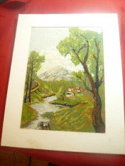 Tablou - Goblen - Peisaj , dim.= 18x25,5 cm cu rama foto