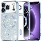 Husa iPhone 18 Pro, iPhone 17 Pro Silicon Magsafe Sclipici Albastra
