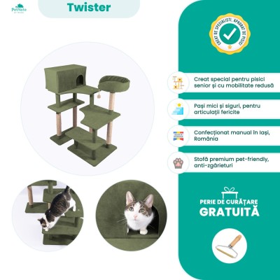 Twister - Ansamblu joaca pisici in varsta, Verde Kiwi, 105cm Inaltime foto