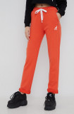 Kangol pantaloni de trening din bumbac femei, culoarea portocaliu, neted