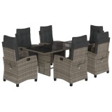 Cumpara ieftin Set mobilier de gradina cu perne, 7 piese, gri, poliratan