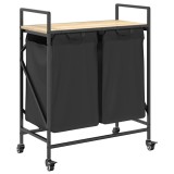 Cos de rufe 2 compartimente cu roti stejar sonoma, DKD Home Decor