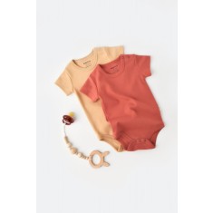 Set 2 body-uri bebe unisex -100% bumbac organic - Mustar/ Scortisoara, BabyCosy (Marime: 12-18 Luni)