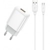 Incarcator Retea Cu Cablu microUSB Prestico F7S, 12W, 2.4A, 1 x USB-A, Alb, Universal