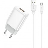 Incarcator Retea Cu Cablu microUSB Prestico F7S, 12W, 2.4A, 1 x USB-A, Alb, Universal