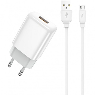 Incarcator Retea Cu Cablu microUSB Prestico F7S, 12W, 2.4A, 1 x USB-A, Alb foto