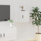 Dulap TV montat pe perete, alb extralucios, 40x34,5x40 cm, vidaXL