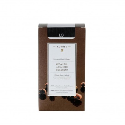 KORRES Colorant Avansat cu Ulei de Argan - Vopsea Permanentă de Păr 1.0 Negru foto
