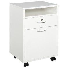 HOMCOM comoda din lemn, cu sertar, 40x35x60 cm, alb | Aosom Ro