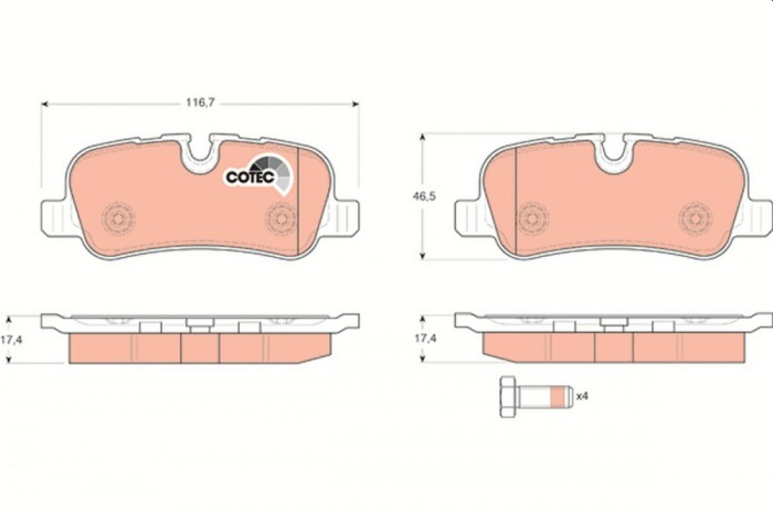 TRW GDB1632 COTEC set placute frana,frana disc