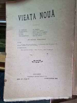 Revista Vieata Noua Nr.15 septembrie 1908 foto