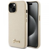 Husa pentru Apple iPhone 15, Guess, Glitter Glossy Script, Bej