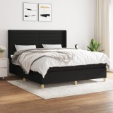 Cumpara ieftin Gossi pat box spring cu saltea, negru, 180x200 cm, catifea