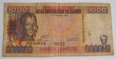 M1 - Bancnota foarte veche - Guineea - 1000 franci - 1998 foto