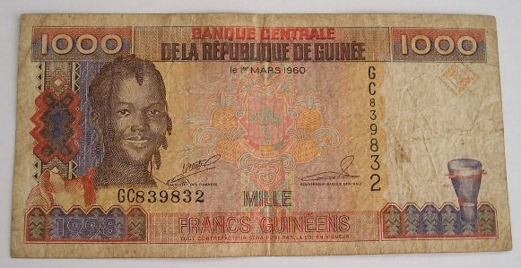 M1 - Bancnota foarte veche - Guineea - 1000 franci - 1998