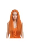 Cumpara ieftin Perucă sintetică cu front din dantelă Noble Satr 150% densitate 13 x 4 x 1 Yaki, păr negru lung drept Yaki, fără lipici
