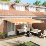 vidaXL Marchiză retractabilă automată cu LED Galben și Portocaliu 500x350 cm