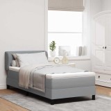 VidaXL Pat box spring cu saltea, gri deschis, 90x200 cm, textil