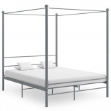 Cadru de pat cu baldachin, gri, 160x200 cm, metal GartenMobel Dekor, vidaXL